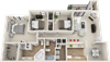 3 bedroom 2 bath floor plan 3 bedroom 2 bath floor plan at St. Johns Forest Apartments, Jacksonville, FL, 32277